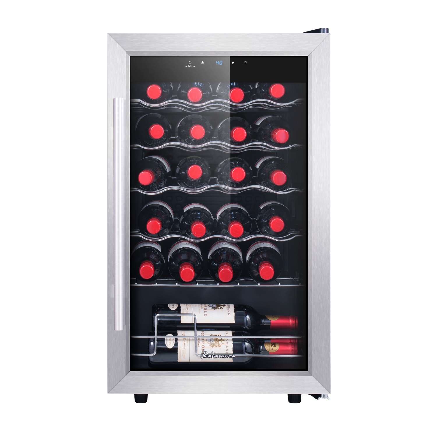 Kalamera 24 Bottle Wine Cooler 2.4 Cu.ft Free Standing 24 Bottle Wine  Fridge with Glass Door with Concealed Handle