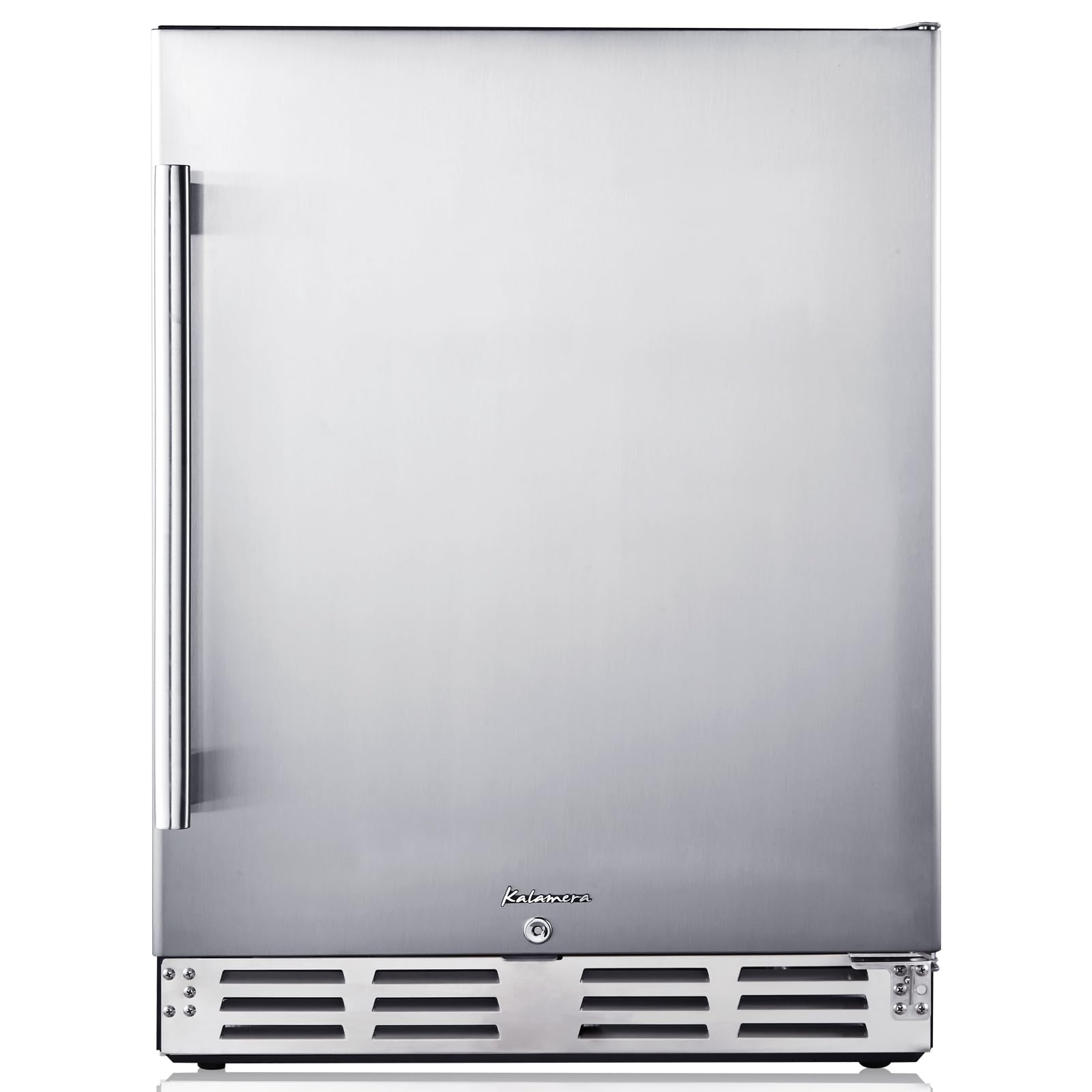 Kalamera Beverage Refrigerator 24 Inch, Under Counter 150 Cans Mini Drinks Fridge with Stainless Steel Door, Beverage Cooler Built-in and Freestanding, 32-40℉ Temperature Range