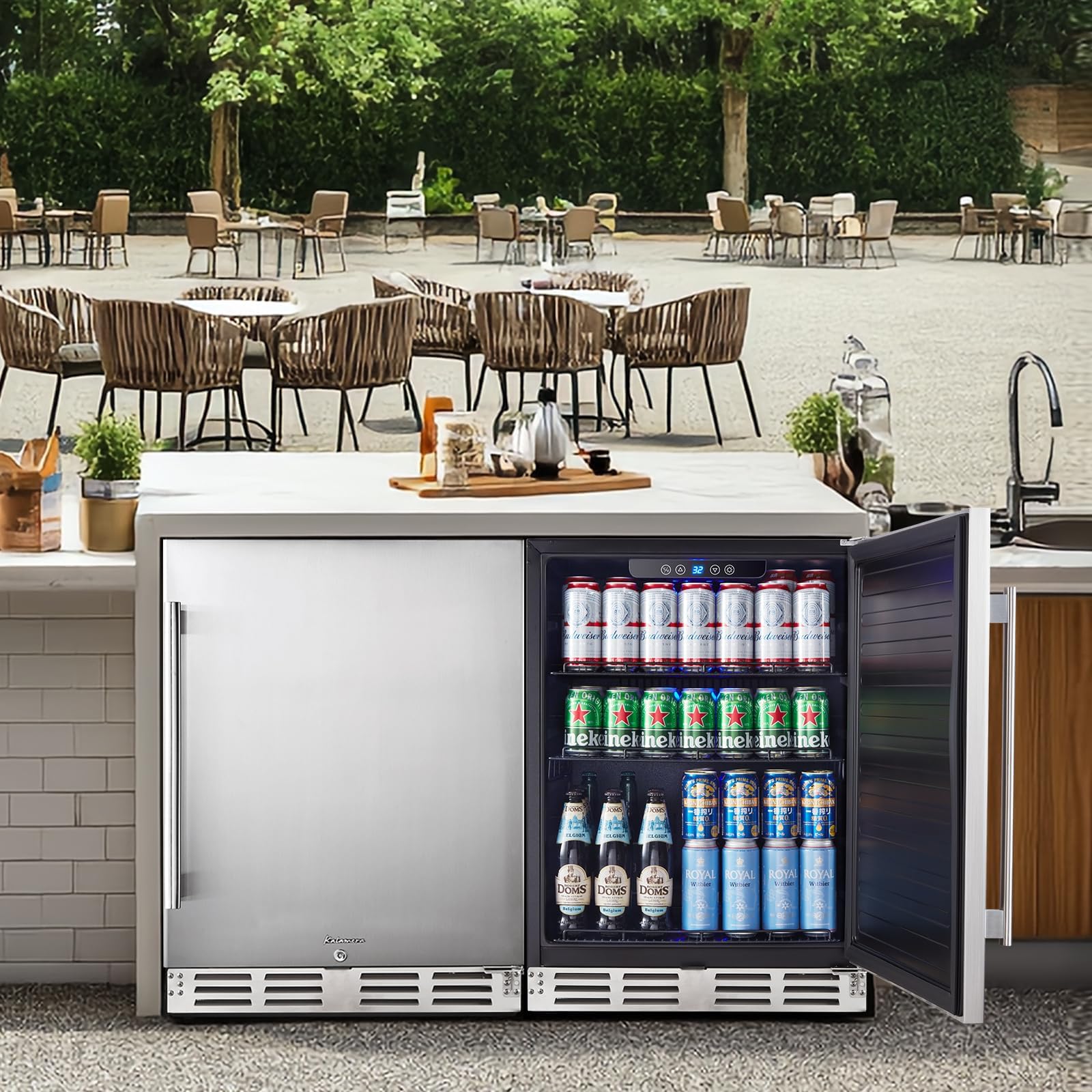 24 Inch Single Zone Built-in or Freestanding Beverage Cooler, 150 Cans, for Kitchen & Bar