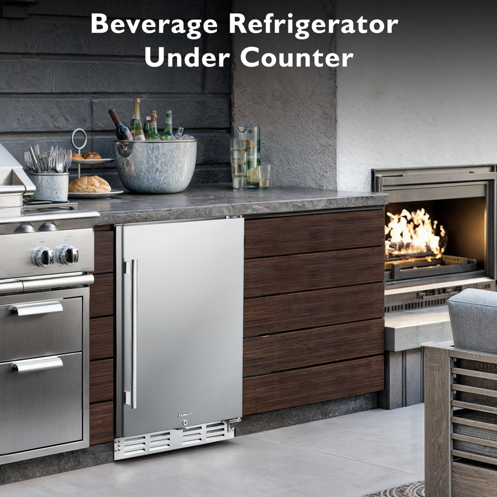 24 Inch Single Zone Built-in or Freestanding Beverage Cooler, 150 Cans, for Kitchen & Bar