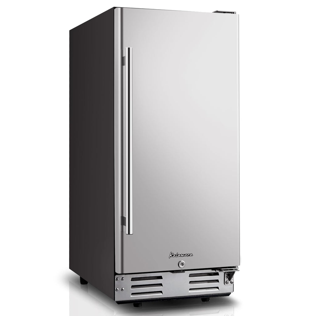 15 Inch Under Counter Beverage Refrigerator, Stainless Steel Door, 104 Cans, 32-41°F