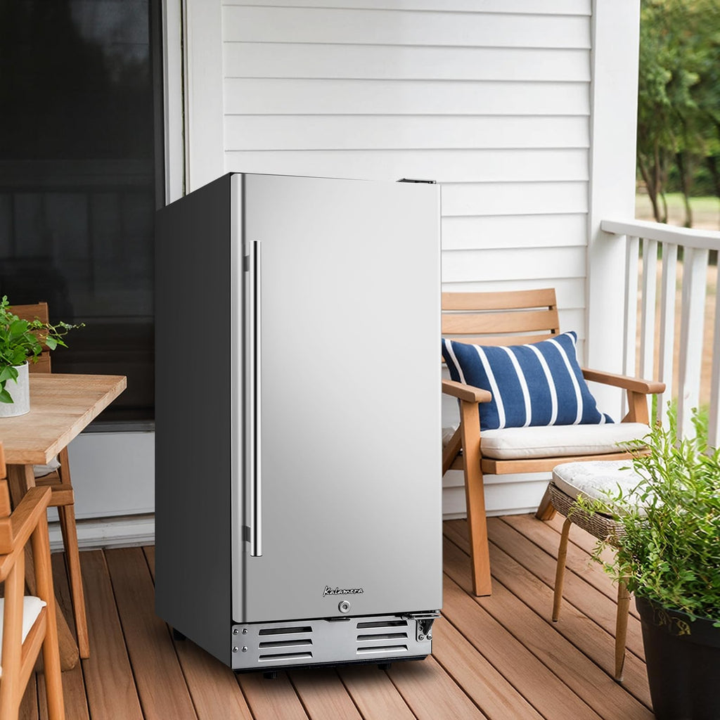 15 Inch Under Counter Beverage Refrigerator, Stainless Steel Door, 104 Cans, 32-41°F