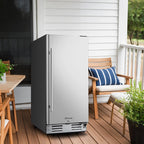 15 Inch Under Counter Beverage Refrigerator, Stainless Steel Door, 104 Cans, 32-41°F