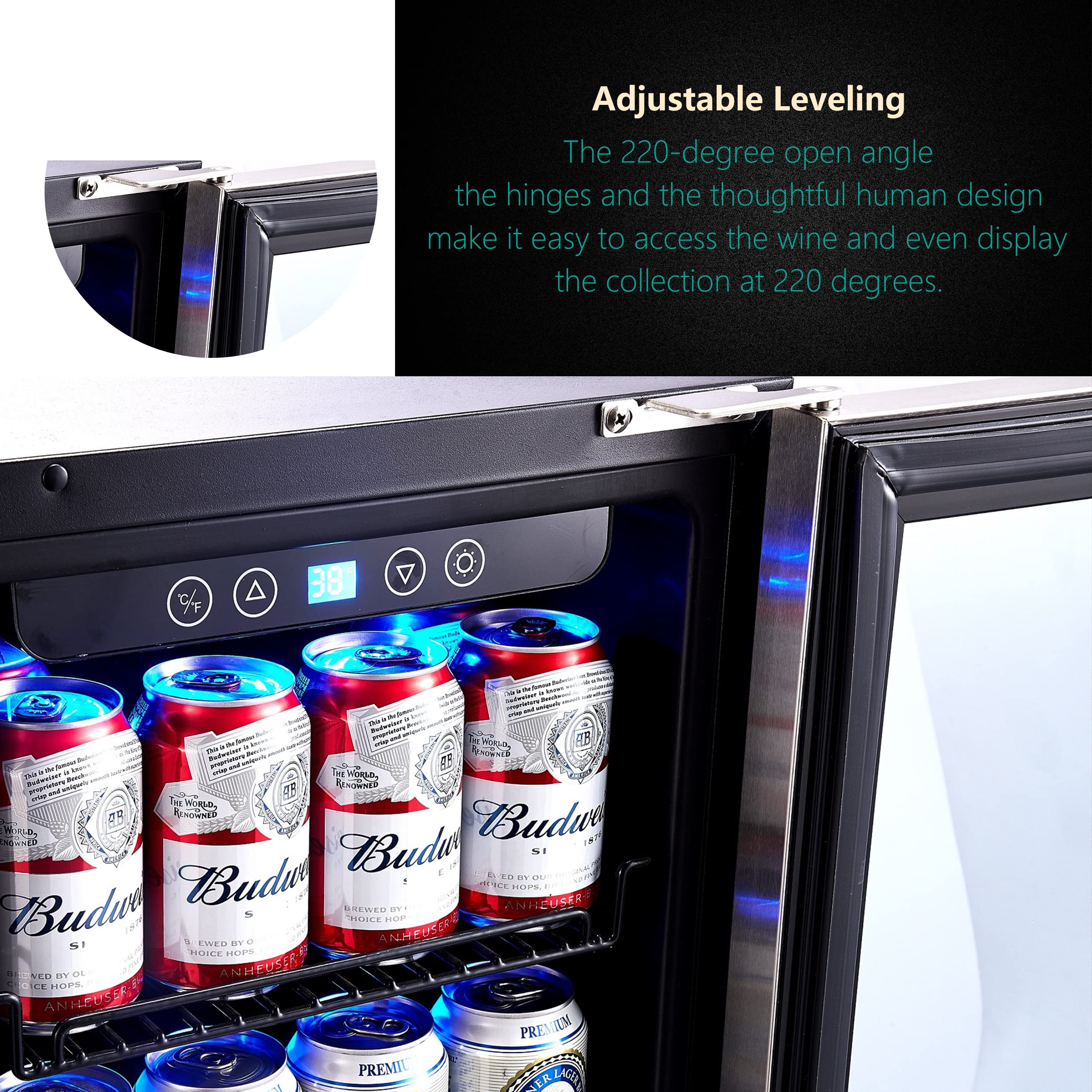 15 Inch Single Zone Built-in or Freestanding Beverage Cooler, 96 Cans, for Kitchen & Bar