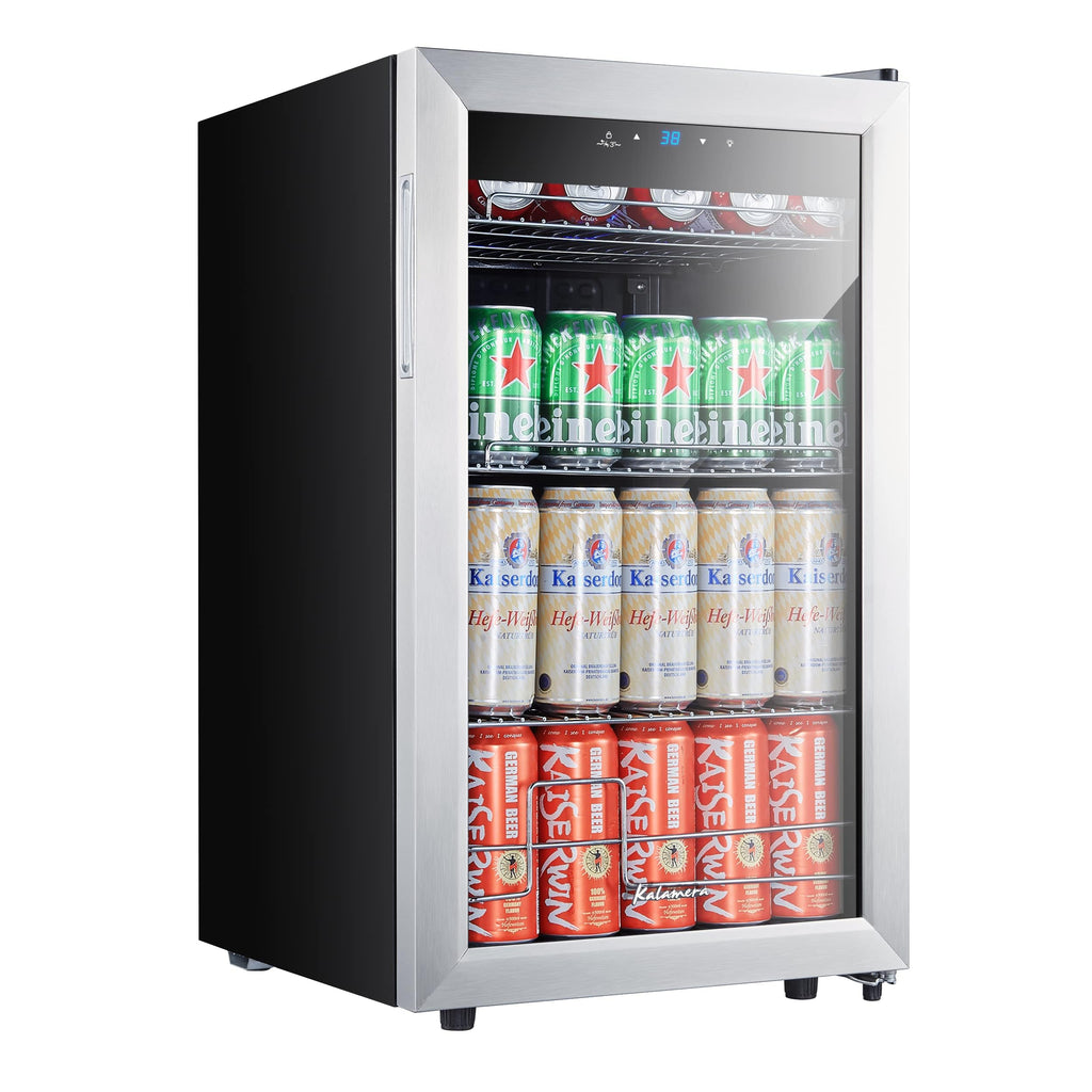 17 Inch Single Zone Freestanding Beverage Cooler, 108 Can Kitchen Bar Drink Fridge