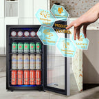 17 Inch Single Zone Freestanding Beverage Cooler, 108 Can Kitchen Bar Drink Fridge