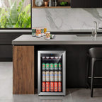 17 Inch Single Zone Freestanding Beverage Cooler, 108 Can Kitchen Bar Drink Fridge