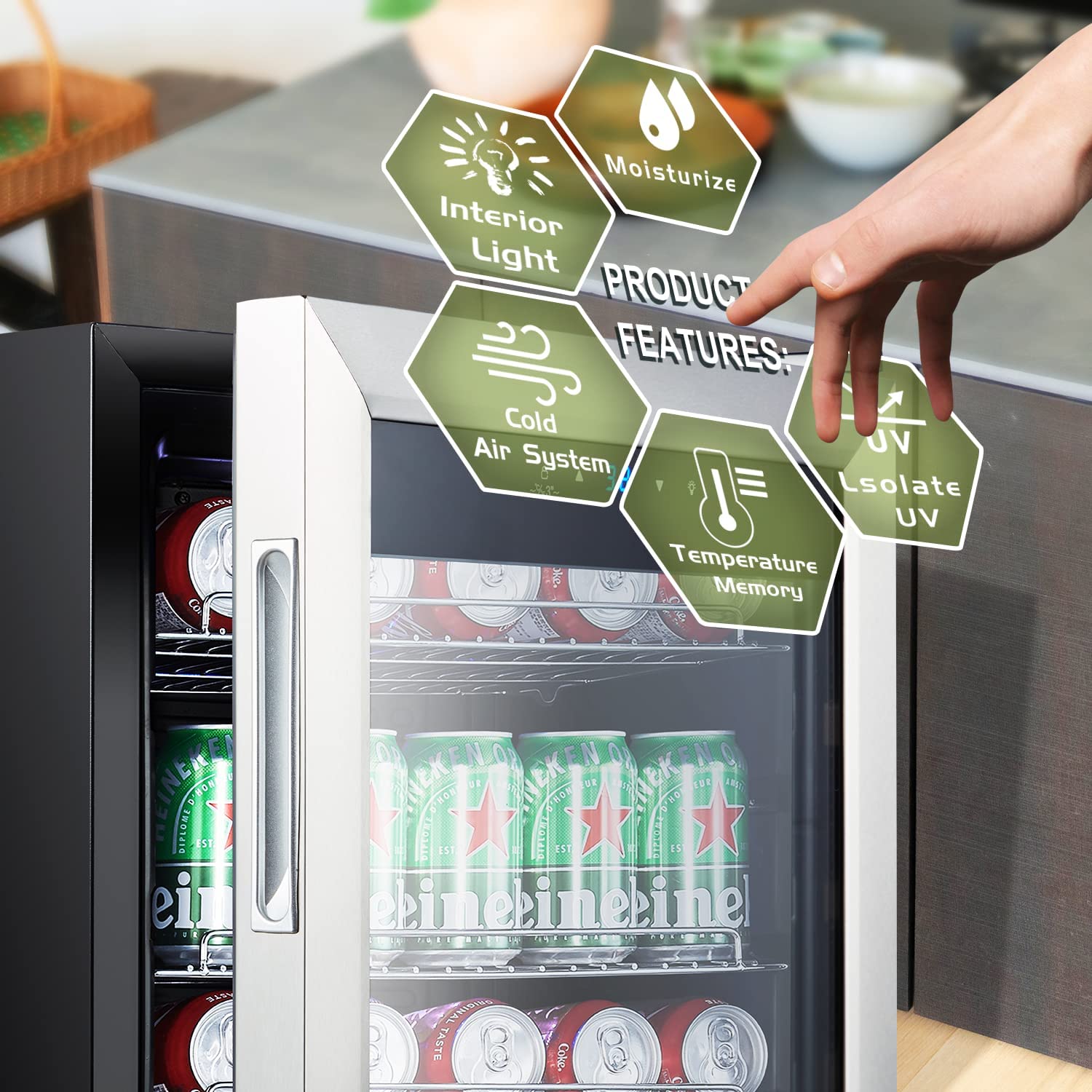 17 Inch Single Zone Freestanding Beverage Cooler, 120 Cans, for Kitchen & Bar