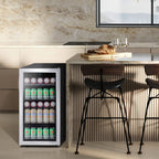 17 Inch Single Zone Freestanding Beverage Cooler, 120 Cans, for Kitchen & Bar