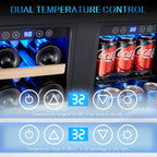 24 Inch Dual Zone Built-in Wine and Beverage Cooler, 21 Bottle 75 Can Refrigerator