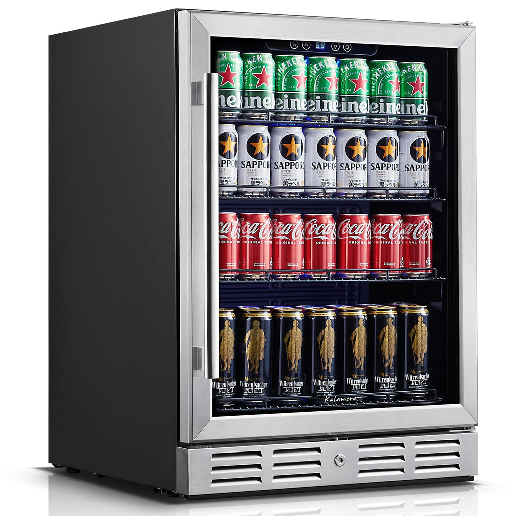 24 Inch Single Zone Built-in Beverage Cooler, 164 Can Under Counter Drink Fridge