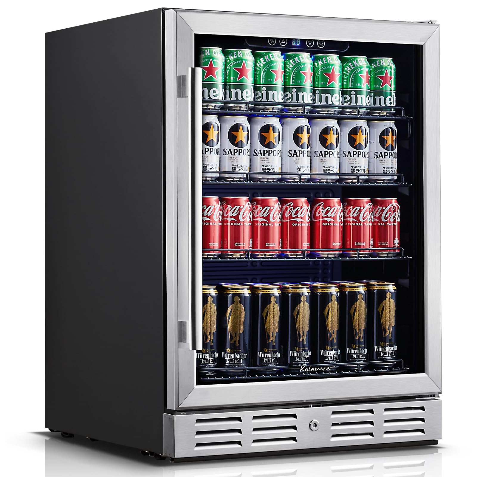 24 Inch Single Zone Built-in Beverage Cooler, 164 Can Under Counter Drink Fridge