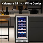 15 Inch Single Zone Built-in or Freestanding Wine Cooler, 30 Bottles, for Kitchen & Bar
