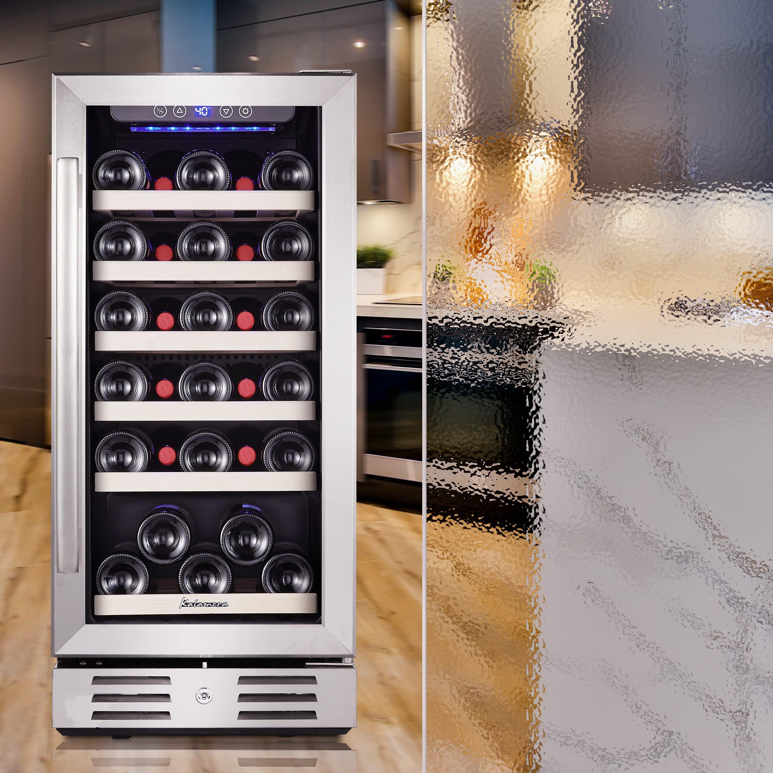 15 Inch Single Zone Built-in or Freestanding Wine Cooler, 30 Bottles, for Kitchen & Bar