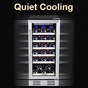 15 Inch Single Zone Built-in or Freestanding Wine Cooler, 30 Bottles, for Kitchen & Bar