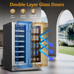 24 Inch Dual Zone Built-in or Freestanding Wine and Beverage Cooler, 20 Bottles & 78 Cans, for Kitchen & Bar