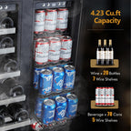 24 Inch Dual Zone Built-in or Freestanding Wine and Beverage Cooler, 20 Bottles & 78 Cans, for Kitchen & Bar