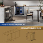 24 Inch Dual Zone Built-in or Freestanding Wine and Beverage Cooler, 20 Bottles & 78 Cans, for Kitchen & Bar