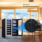 24 Inch Dual Zone Built-in or Freestanding Wine and Beverage Cooler, 20 Bottles & 78 Cans, for Kitchen & Bar