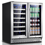 30 Inch Dual Zone Built-in or Freestanding Wine and Beverage Cooler, 33 Bottles & 100 Cans, for Kitchen & Bar