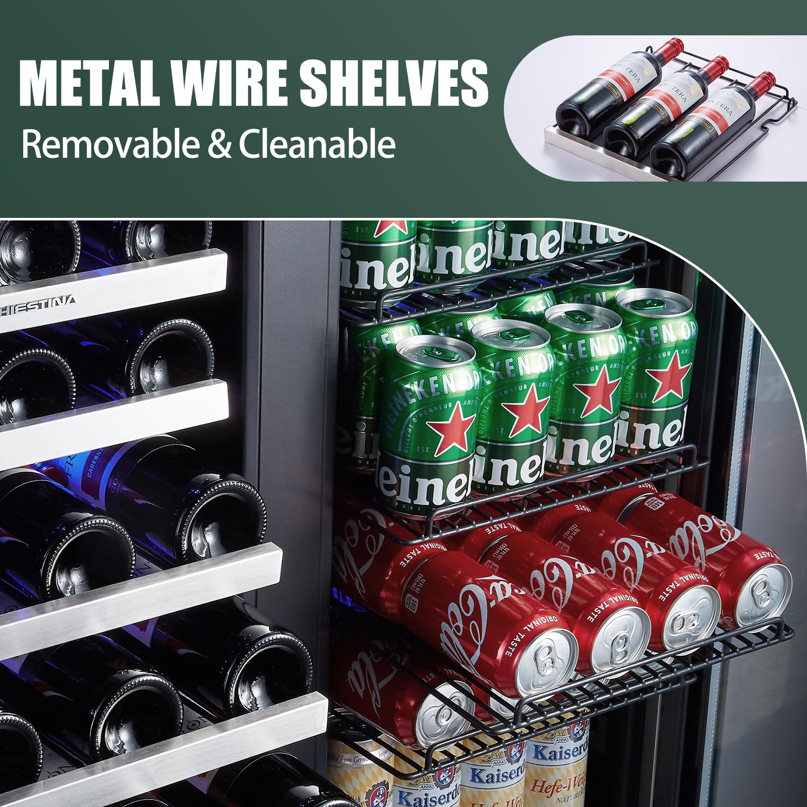 30 Inch Dual Zone Built-in or Freestanding Wine and Beverage Cooler, 33 Bottles & 100 Cans, for Kitchen & Bar