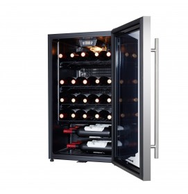 24 Inch Stainless Steel Tempered Glass Door Wine Fridge 46 Bottle Dual Zone Built-In or Freestanding Wine Cooler Refrigerator