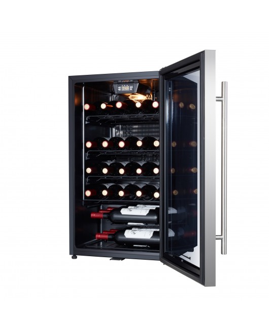 24 Inch Stainless Steel Tempered Glass Door Wine Fridge 46 Bottle Dual
