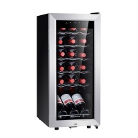 Kalamera 18 Bottle Wine Cooler Undercounter 1.8 Cu.ft Free Standing 18 Bottle Wine Fridge with Glass Door and Concealed Handle