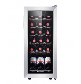 Kalamera 18 Bottle Wine Cooler Undercounter 1.8 Cu.ft Free Standing 18 Bottle Wine Fridge with Glass Door and Concealed Handle