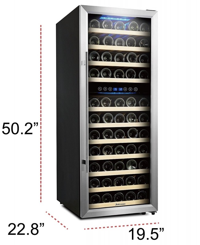 Kalamera 6.7 Cu.ft 73 Bottle Touch Control Compressor Wine Cooler Dual Zone