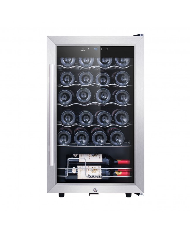 Kalamera 24 Bottle Wine Cooler 2.4 Cu.ft Free Standing 24 Bottle Wine Fridge with Glass Door with Concealed Handle