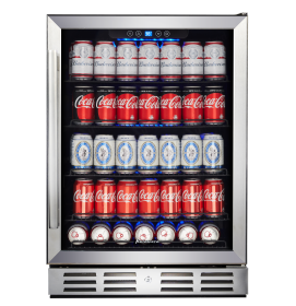 Kalamera 24 Inch Built in Beverage Cooler 5.3 Cu.ft 154 Cans Single Zone Beverage Fridge Refrigerator