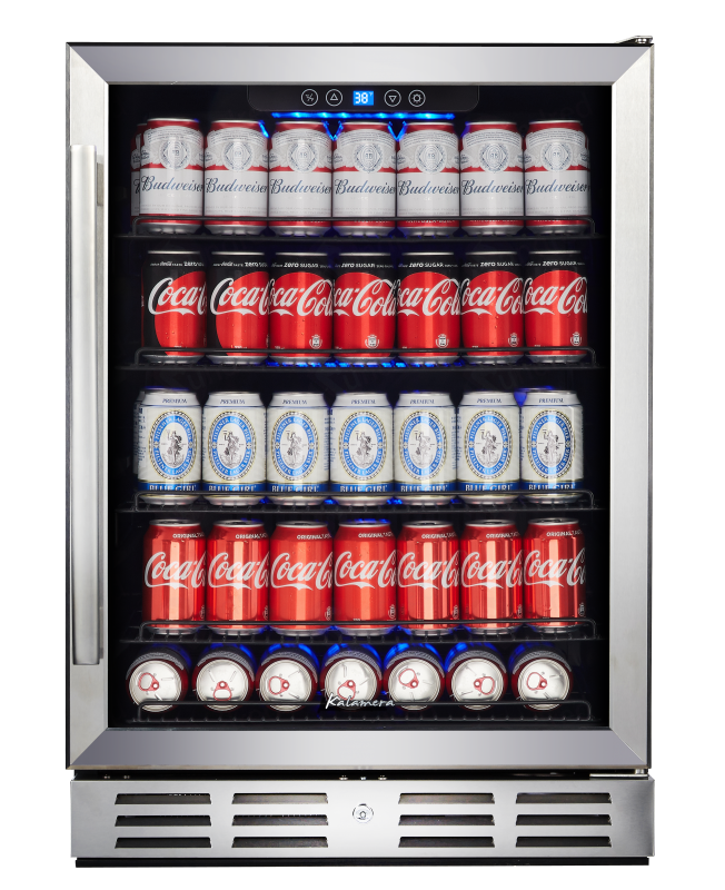 Kalamera 24 Inch Built in Beverage Cooler 5.3 Cu.ft 154 Cans Single Zone Beverage Fridge Refrigerator