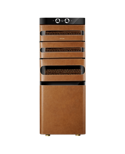 Afidano 5.3 cu.ft Genuine Leather Cigar Humidor with Precise Temperature and Humidity Control