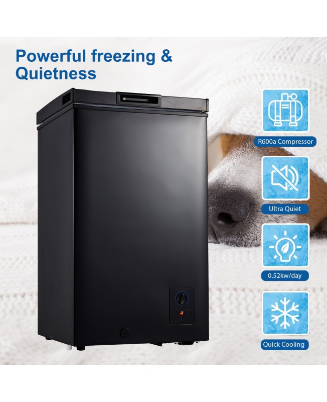 Chest Freezer, 5 cu ft Compact Mini Freezer With Low Noise Energy Saving,  Deep