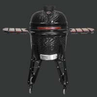 Kalamera 21” Ultimate Outdoor Ceramic Grill Kamado with Cart and Side-wings Black