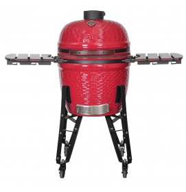 Kalamera 21” Ultimate Outdoor Ceramic Grill Kamado with Cart and Side-wings Red