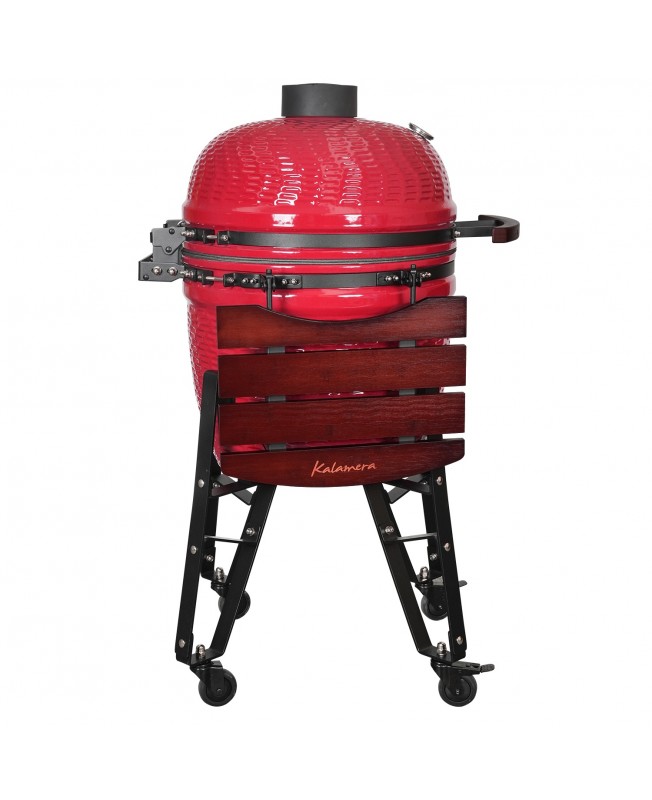 Kalamera 21” Ultimate Outdoor Ceramic Grill Kamado with Cart and Side-wings Red
