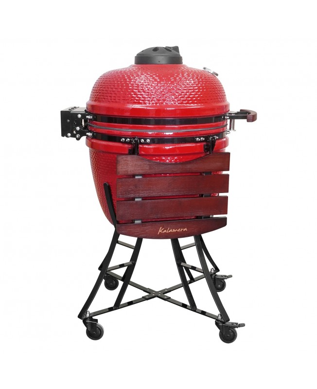 Kalamera 24” Ultimate Outdoor Ceramic Grill Kamado with Cart and Side-wings Red