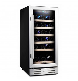 15'' Wine Cooler 30 Bottle Built-in or Freestanding with Stainless Steel Tempered Glass Door