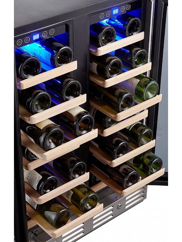 Kalamera 24" 40bottle Black Wine Cooler Refrigerator with Dual Zone