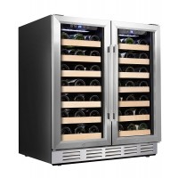 Kalamera 30 Inch Built in 6.0 Cu.ft 66 Bottle Wine Refrigerator Under Counter Dual Zone Temp Wine Cooler