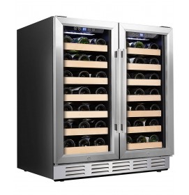 Kalamera 30 Inch Built in 6.0 Cu.ft 66 Bottle Wine Refrigerator Under Counter Dual Zone Temp Wine Cooler