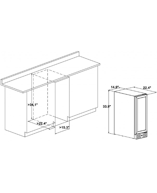 Kalamera 2.8 Cu.ft 15” Built-in 96 Can Beverage Cooler with Dual Pane Glass Door