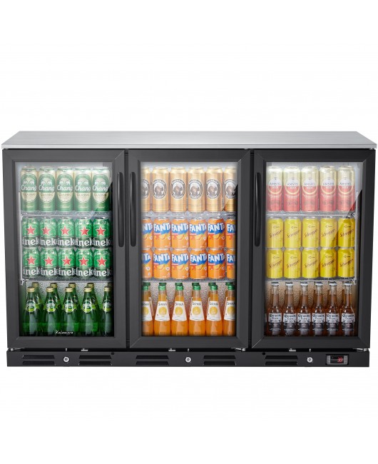 Kalamera three-door 11.2cu.ft back bar undercounter commercial beverage cooler with 304 S/S top board
