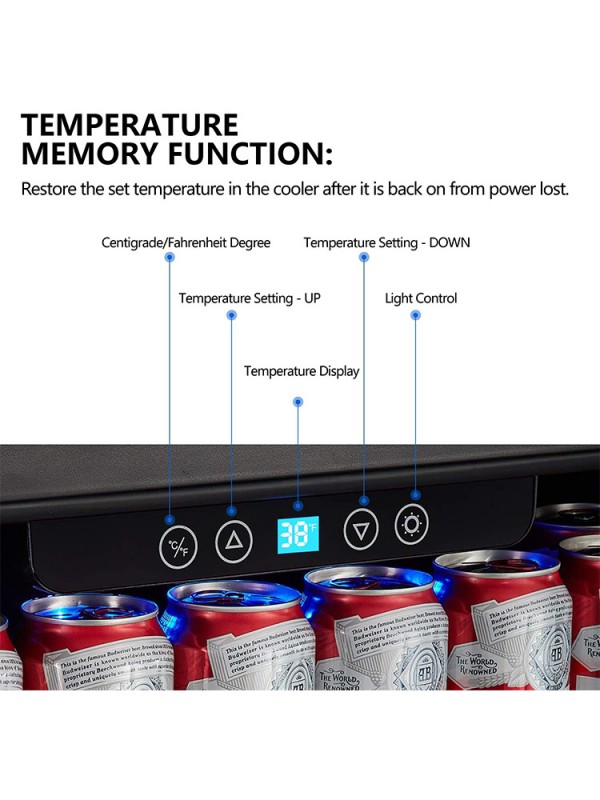 24 inch Beverage Refrigerator 175 Cans Capacity Beverage Cooler Fit