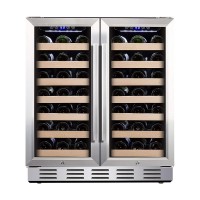 Kalamera 30 Inch Built in 6.0 Cu.ft 66 Bottle Wine Refrigerator Under Counter Dual Zone Temp Wine Cooler