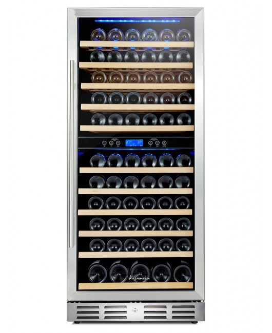 Kalamera 24” 117 Bottle Built-in Wine Cooler Fridge Dual Zone Wine Refrigerator